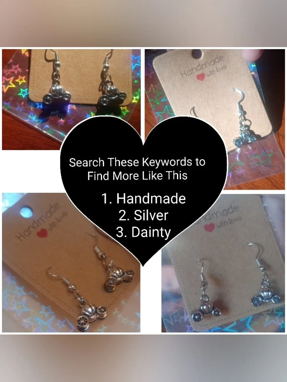 $8 Each Or Bundle 5/$20 Handmade Silver Cinderella Carriage Inspired Earrings